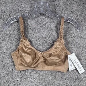 Dominique Womens Tan Floral Embroidered Strap Non-Wired Bra 32D NWT 4037